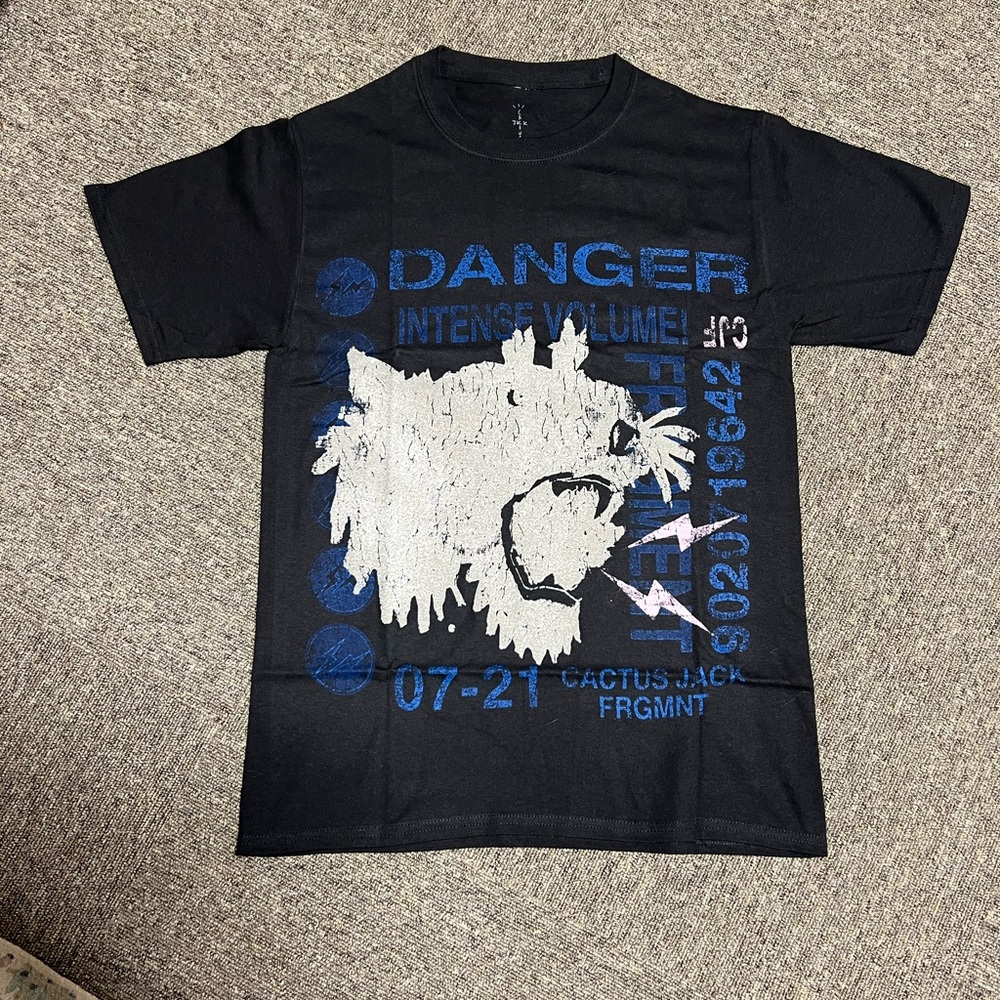 Cactus Jack by Travis Scott For Fragment Danger Tee 'Black'.Mens Size Small